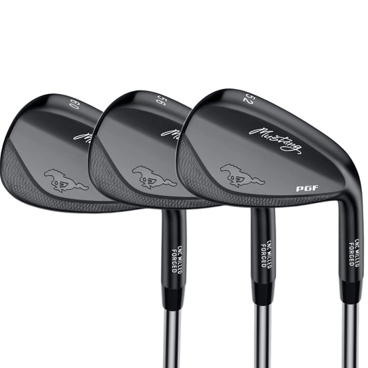 PGF Golf Mustang Forged High Toe Golf Sand Wedge Set for Men[52 56 60 Degree/RH/Black Stainless]